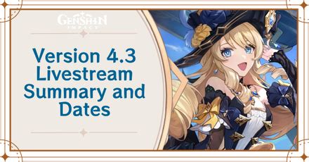 4.3 Livestream Summary, Countdown, and Dates